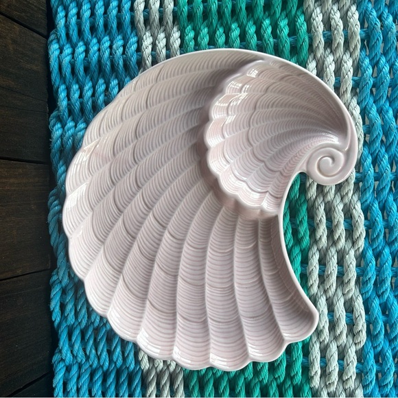 Large Pink Shell Serving Platter Shafford Original measures 11.75 x 8.75 x 5. - Picture 5 of 6